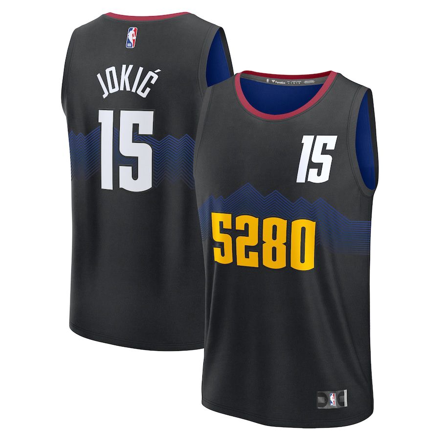 Men Denver Nuggets #15 Nikola Jokic Fanatics Branded Black City Edition 2023-24 Fast Break NBA Jersey